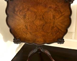 4. Antique Carved Tilt Top Table (26" x 26" x 33") 
