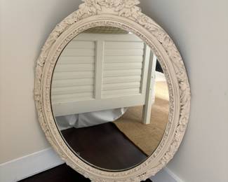 20. Antique Mirror w/ Ornate Carved White Frame (28" x 41")