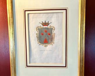147. Set of 4 Crest Prints in Gold Frames (16" x 19")