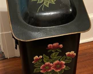 125. Painted Metal Coal Bin (12" x 14" x 23")