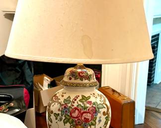 115. Ceramic Floral Lamp (30"h)