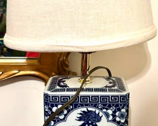 118. Blue & White Porcelain Lamp (17"h)