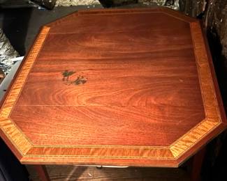21. Antique Inlaid Accent Table w/ 2 Drop leaves (30" x 21" x 29") (as is)