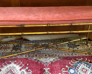 51. Bench w/ Metal Bamboo Base & Corduroy Cushion (39" x 15" x 18")