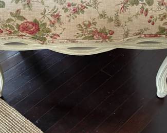 19. Bergere Chair w/ Floral Upholstery (30" x 27" x 41") and Ottoman (29" x 21" x 17") 