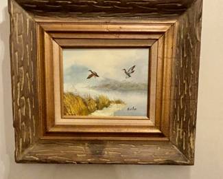 105. Signed Oil on Canvas of Ducks by Stailey (21" x 18")