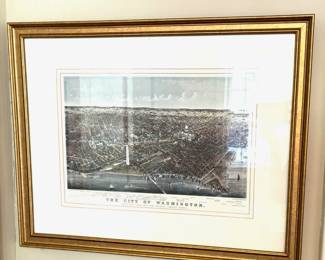 45. Vintage Print "The City of Washington" Copyright 1892 by Currier & Ives NY (29" x 23")