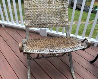 156. Pair of Rattan & Metal Folding Chairs