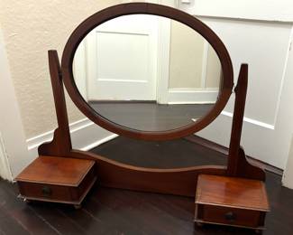 3. Antique 2pc Dressing Table on Casters w/ Mirror (42" x 19" x 31") (w/ mirror 55"h)