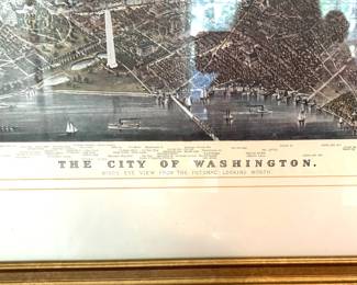 45. Vintage Print "The City of Washington" Copyright 1892 by Currier & Ives NY (29" x 23")
