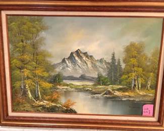 Landscape Painting With Mountains By R. Moore