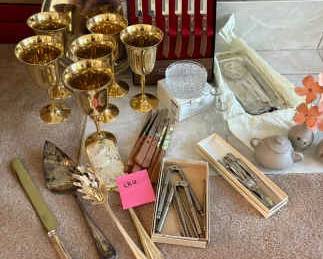 010 Various Serving Utensils, Goblets And Other Items