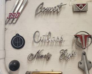“390” Badge, Comet, “8” Badge, Cutlass, Ninety Eight, Red Circle “T”, 4-Speed Shift Pattern Badge, Shift Knob