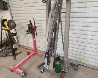 Folding Engine Hoist Cherry Picker Shop Crane + Engine Stand