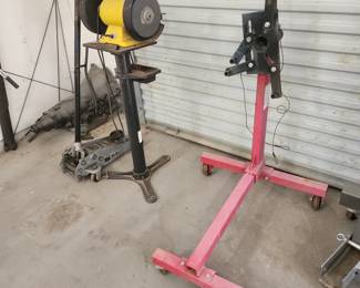 Bench Grinder on Stand + Heavy Duty Engine Stand – Auto Shop Tools