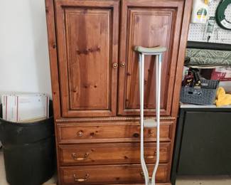 Vintage Solid Wood Armoire Cabinet – 2 Doors, 3 Drawers Rustic Wardrobe