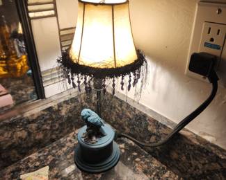 Whimsical Bird Table Lamp – Beaded Shade Accent Light