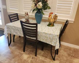 Dining Table with 4 Wooden Ladder Back Chairs Dark Finish Kitchen Set