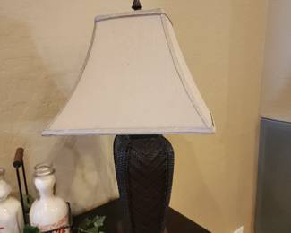 Rustic Woven Rattan Table Lamp with Square Shade – Southwestern Decor