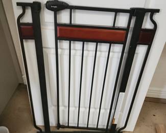 Regalo Black Metal & Wood Baby Gate – Walk Thru Safety Pet Barrier