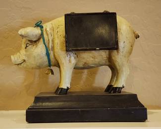 Rustic Pig Figurine with Chalkboard Sign Farmhouse Kitchen Decor