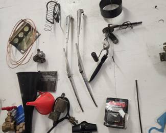 Pair of Vintage Chrome Windshield Wiper Arms, Wiper Motor Assembly with Linkage