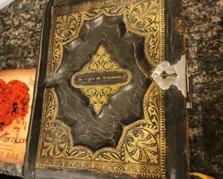 Antique Victorian Family Photo Album Leather with Brass Clasp 1800s