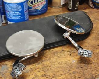 Pair of Vintage Chrome Clamp-On Round Mirrors – Hot Rod Rat Rod Classic Car
