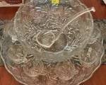 antique large punch bowl underplate and cups