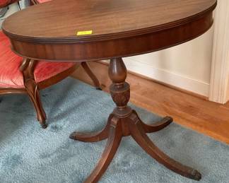 Oval wood side table