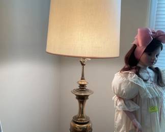 Pair of brass metal lamps