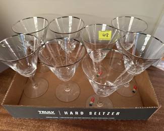 Crystal glasses with silver rims