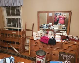 Twin beds convert to bunk beds $200 then half off
Dresser with mirror $200 then half off. Take it all with discount walk out at $150