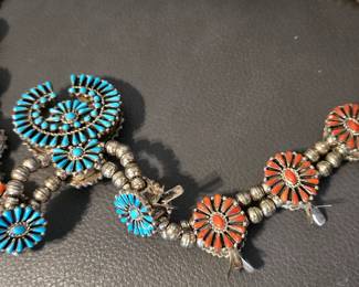 Reversible squash blossom necklace.