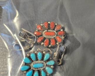 Earrings that match the reversible squash blossom necklace.