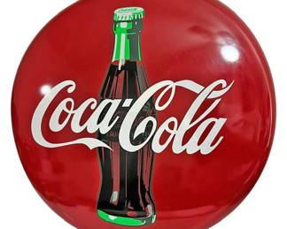 Vintage Tin CocaCola Button Sign