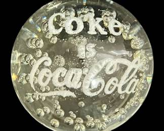 Vintage Glass CocaCola Paperweight