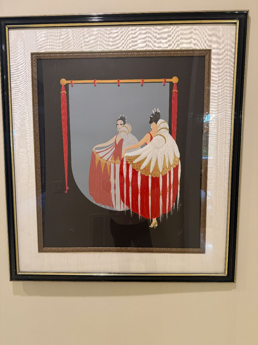 Erte, "The Mirror" Serigraph, Signed with COA