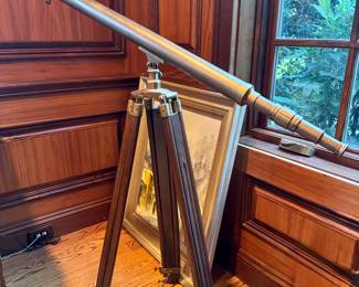 Brass Telescope with Wood Base