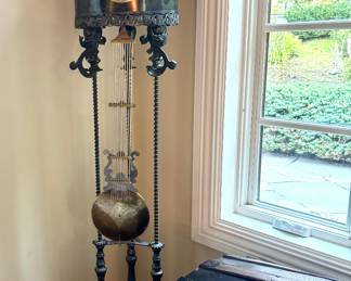 Ornamental Iron Floor Clock with Lyre Pendulum