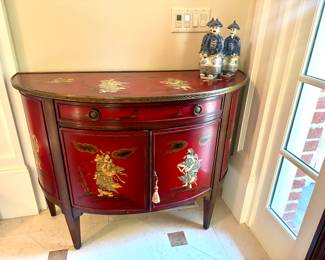 Chinoiserie Style Demilune Cabinet