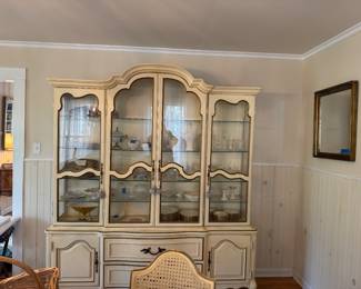 French china cabinet, table and chairs 