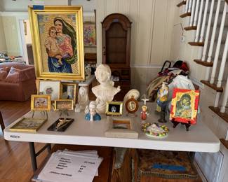 Religious pictures, icons, figurines, A. Batacchi Firenze signed carved white marble bust of a young woman in Orientalist Dress 