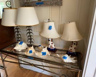 Vintage lamps
Pair of two seated Staffordshire Spaniel lamps