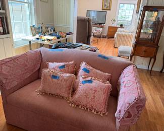 1 of 2 Parisian mini sofa’s - recently reupholster with pillows