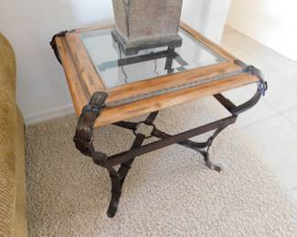 Adnet Hemes Style End table. "Equestrian Ranch" Coffee table also available.