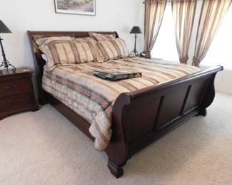 Samuel Furniture Sleigh Bed with Simmons Beauty rest mattress.