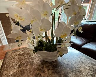 Beautiful pot of faux orchids