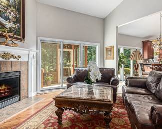 Custom Painting (huge) Marble Coffee and End Tables and leather furniture and rugs