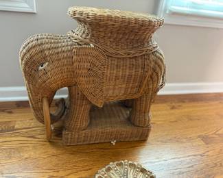 Vintage 1960's Wicker Elephant side table